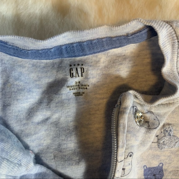 GAP Heather Blue Cotton Kitty Footies for Sleep and Play with Fold over Mits - Picture 3 of 3